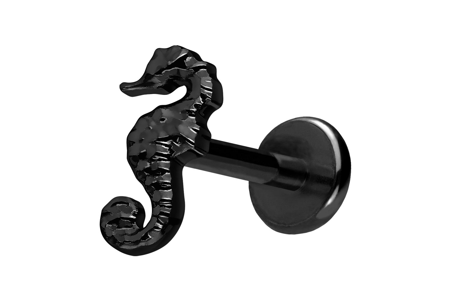 Titan Labret Piercing mit Push Fit SEEPFERDCHEN